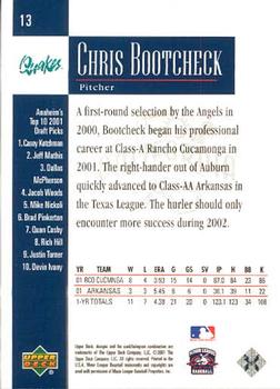 2001 Upper Deck Minors Centennial #13 Chris Bootcheck Back
