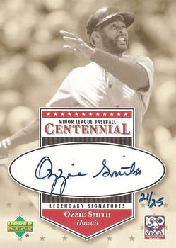 2001 Upper Deck Minors Centennial - Legendary Signatures Gold #L-OS Ozzie Smith Front