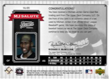 2001 Upper Deck Minors Centennial - MJ Game Bat #MJ-B5 Michael Jordan Back