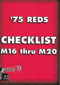 1993 Ted Williams - Memories #M20 '75 Reds Checklist Front