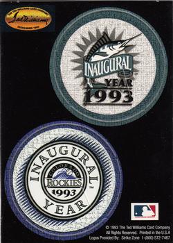 1993 Ted Williams - Pog Cards #NNO Florida Marlins / Colorado Rockies Front