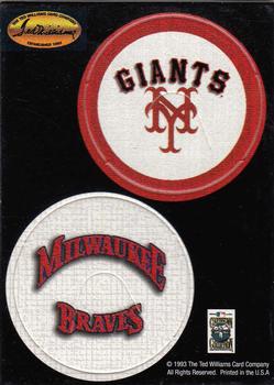 1993 Ted Williams - Pog Cards #NNO New York Giants / Milwaukee Braves Front
