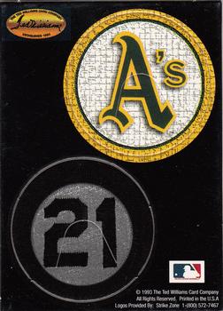 1993 Ted Williams - Pog Cards #NNO Oakland Athletics / 21 (Roberto Clemente) Front