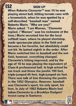 1993 Ted Williams - Roberto Clemente: Etched in Stone #ES2 Roberto Clemente Back