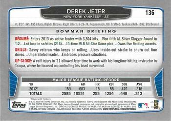 2013 Bowman #136 Derek Jeter Back