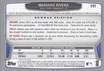 2013 Bowman #141 Mariano Rivera Back
