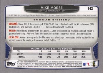 2013 Bowman #143 Mike Morse Back