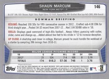 2013 Bowman #146 Shaun Marcum Back