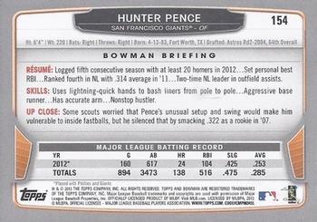 2013 Bowman #154 Hunter Pence Back
