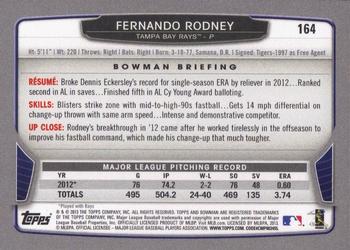 2013 Bowman #164 Fernando Rodney Back