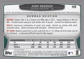 2013 Bowman #169 Josh Reddick Back