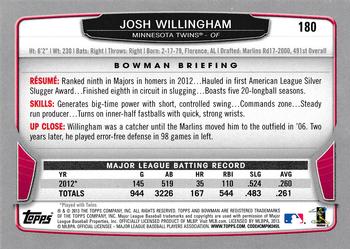 2013 Bowman #180 Josh Willingham Back