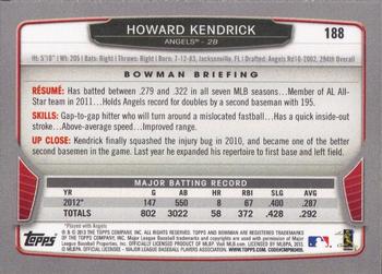 2013 Bowman #188 Howard Kendrick Back