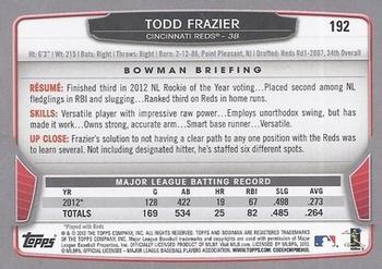 2013 Bowman #192 Todd Frazier Back