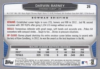 2013 Bowman #26 Darwin Barney Back