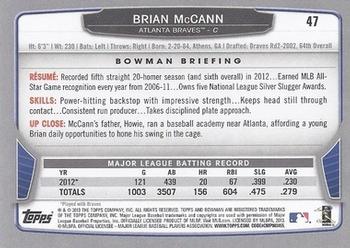 2013 Bowman #47 Brian McCann Back