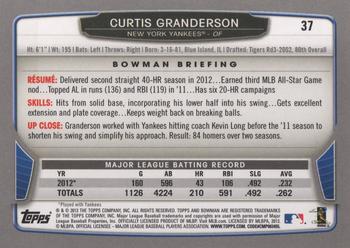 2013 Bowman #37 Curtis Granderson Back