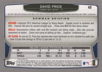 2013 Bowman #49 David Price Back