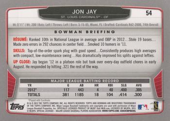 2013 Bowman #54 Jon Jay Back
