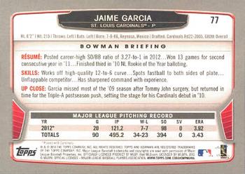 2013 Bowman #77 Jaime Garcia Back