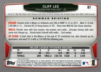 2013 Bowman #81 Cliff Lee Back