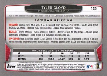 2013 Bowman #130 Tyler Cloyd Back