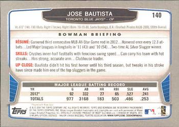 2013 Bowman #140 Jose Bautista Back