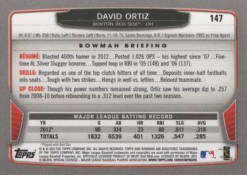 2013 Bowman #147 David Ortiz Back