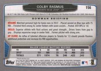 2013 Bowman #156 Colby Rasmus Back