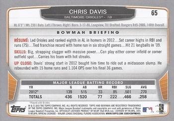 2013 Bowman #65 Chris Davis Back