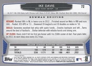 2013 Bowman #72 Ike Davis Back