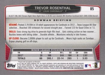 2013 Bowman #85 Trevor Rosenthal Back