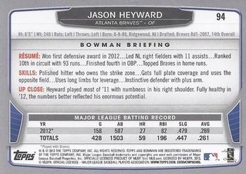 2013 Bowman #94 Jason Heyward Back