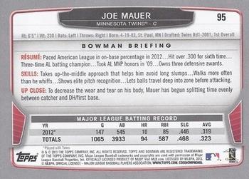 2013 Bowman #95 Joe Mauer Back