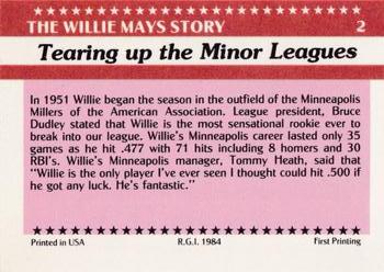 1984 Galasso Willie Mays #2 Willie Mays Back