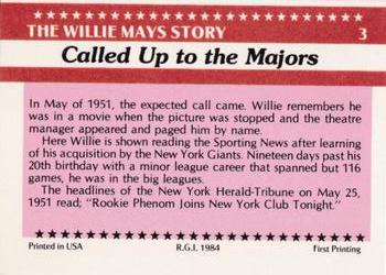 1984 Galasso Willie Mays #3 Willie Mays Back