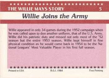 1984 Galasso Willie Mays #5 Willie Mays Back