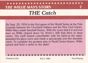 1984 Galasso Willie Mays #7 Willie Mays Back