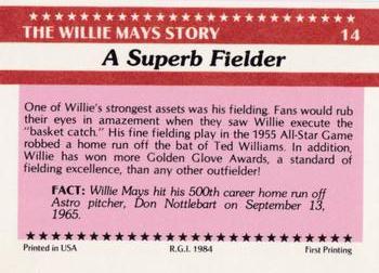 1984 Galasso Willie Mays #14 Willie Mays Back
