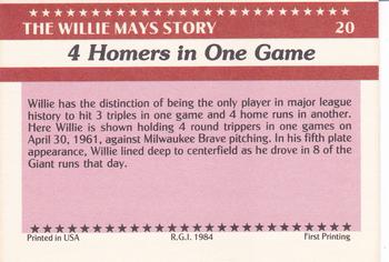 1984 Galasso Willie Mays #20 Willie Mays Back