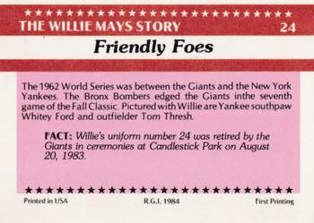 1984 Galasso Willie Mays #24 Willie Mays / Whitey Ford / Tom Tresh Back