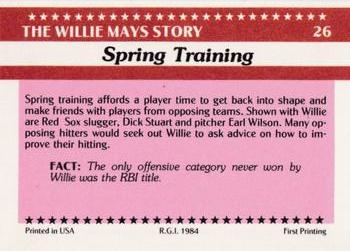 1984 Galasso Willie Mays #26 Willie Mays / Dick Stuart / Earl Wilson Back