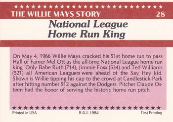 1984 Galasso Willie Mays #28 Willie Mays Back