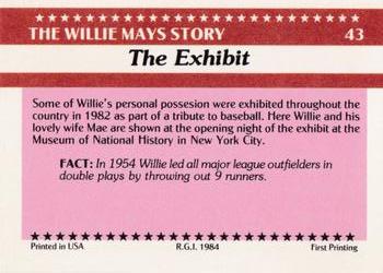 1984 Galasso Willie Mays #43 Willie Mays / Mae Mays Back