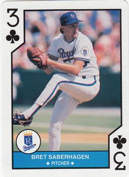 1990 U.S. Playing Card Co. Major League All-Stars Playing Cards #3♣ Bret Saberhagen Front
