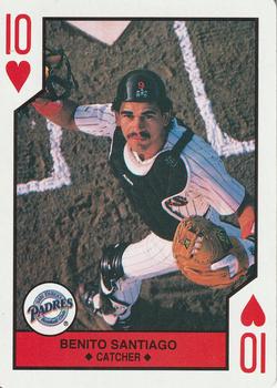 1990 U.S. Playing Card Co. Major League All-Stars Playing Cards #10♥ Benito Santiago Front