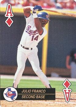 1992 U.S. Playing Card Co. Baseball Aces Playing Cards #A♦ Julio Franco Front