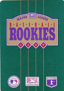 1992 Bicycle Rookies Playing Cards #6♣ Arthur Rhodes Back