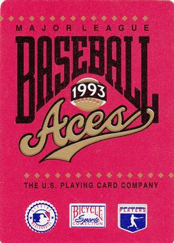 1993 Bicycle Aces Playing Cards #10♠ Kevin Appier Back