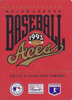 1993 Bicycle Aces Playing Cards #3♥ Ozzie Smith Back